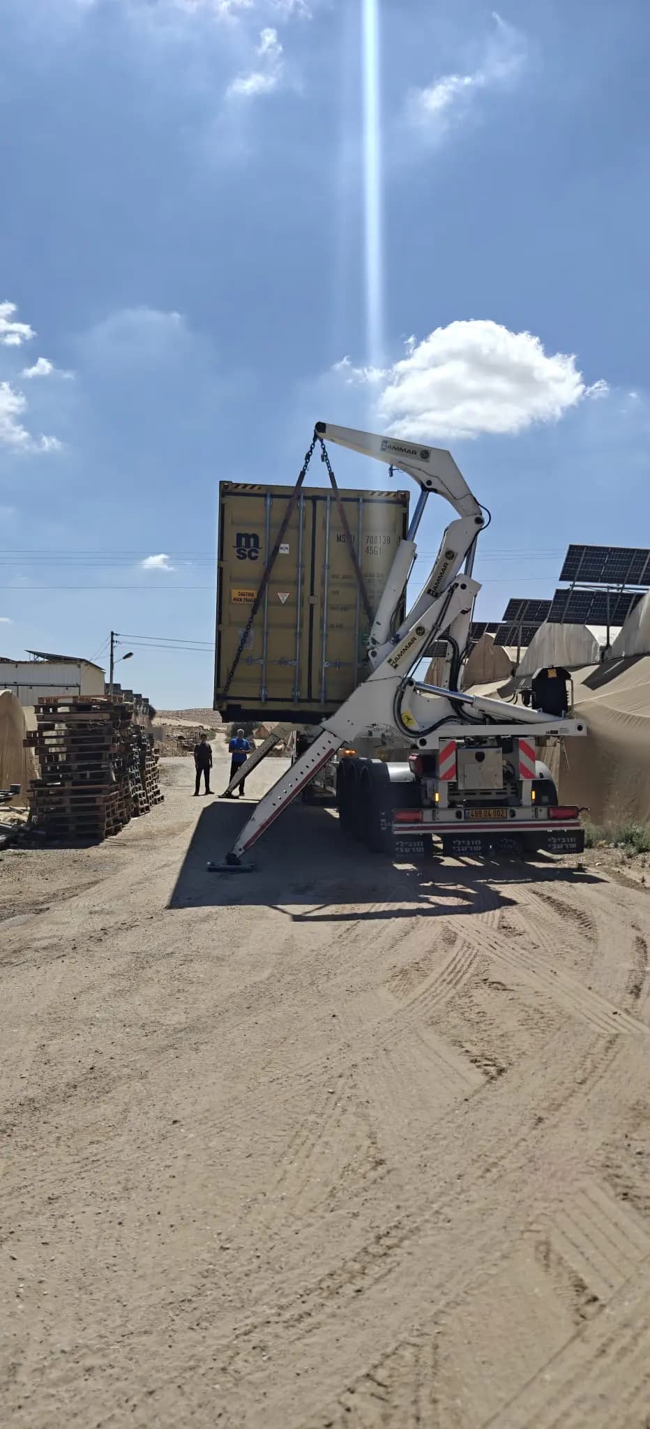 Container of greenhouse technology being unloaded