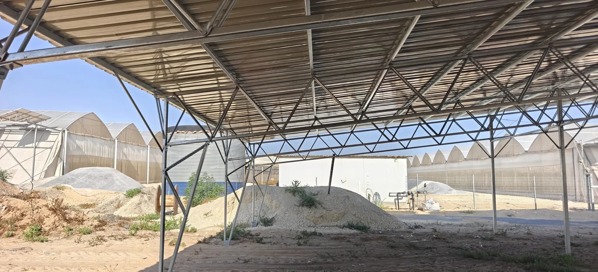 Greenhouse structure under construction