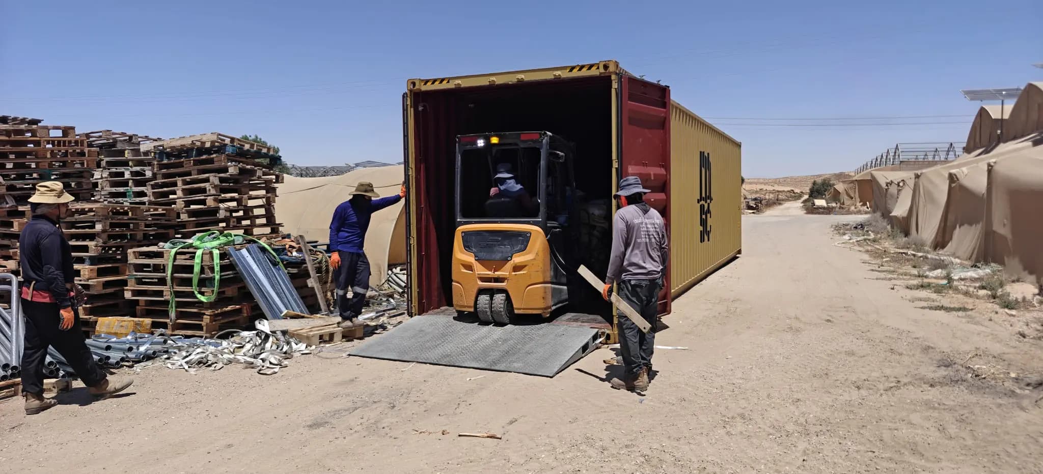 Greenhouse equipment being deployed on site